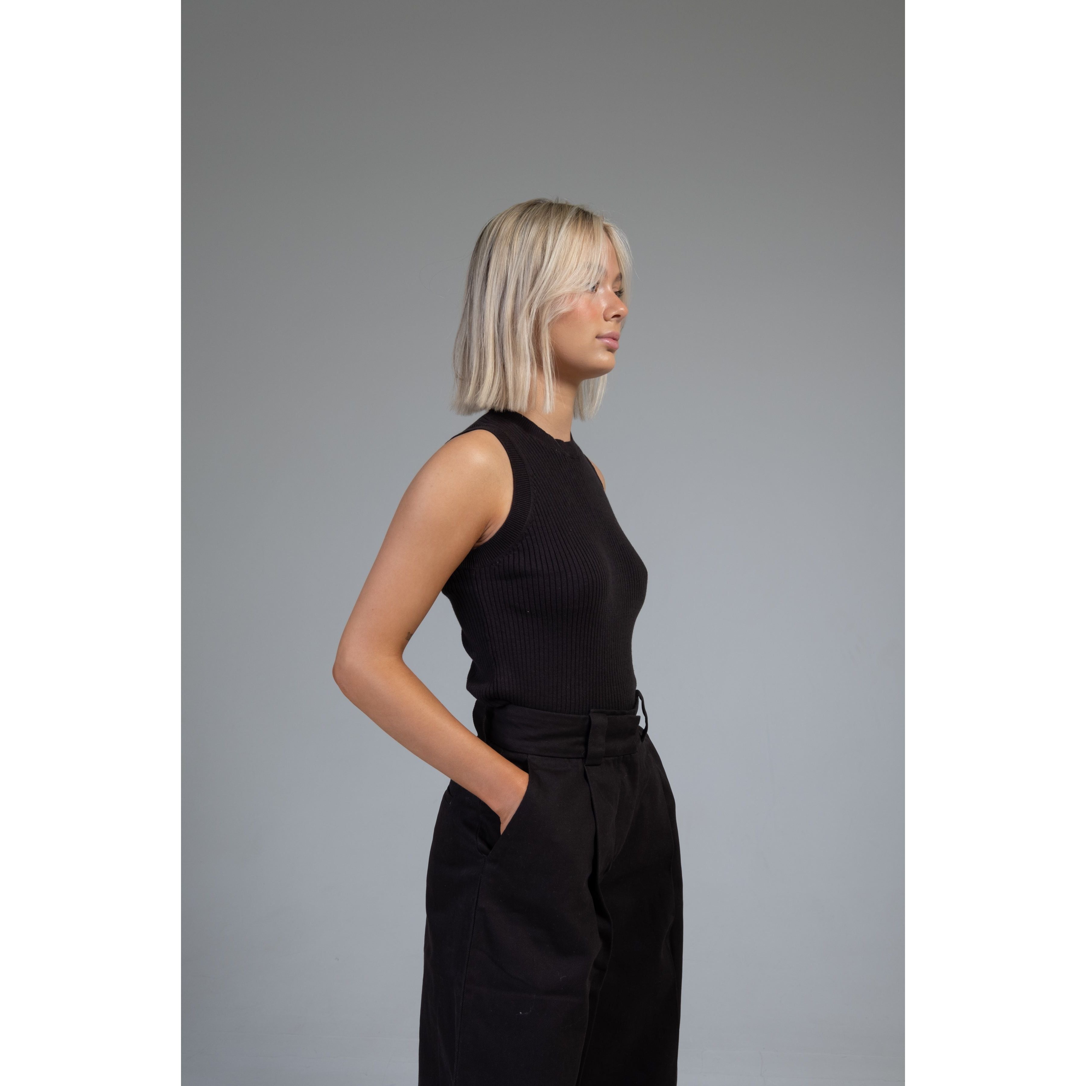1924 High & Wide Leg Trouser - Char Black