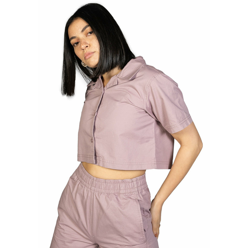 Cropped Camp Collar Elderberry