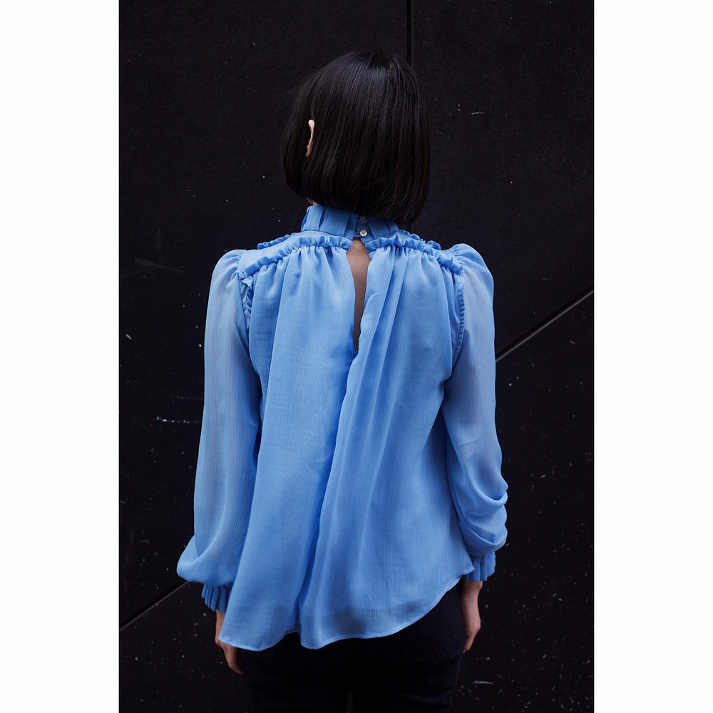 High neck blouse - Blue - nowa.