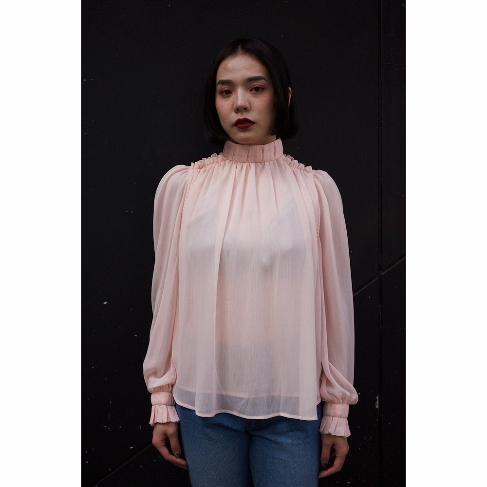 High neck blouse - Peach - nowa.