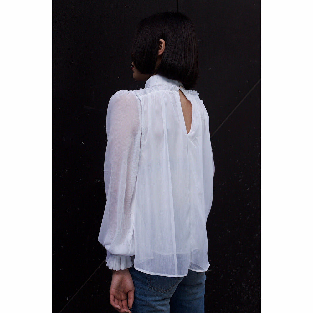 High neck blouse - White - nowa.