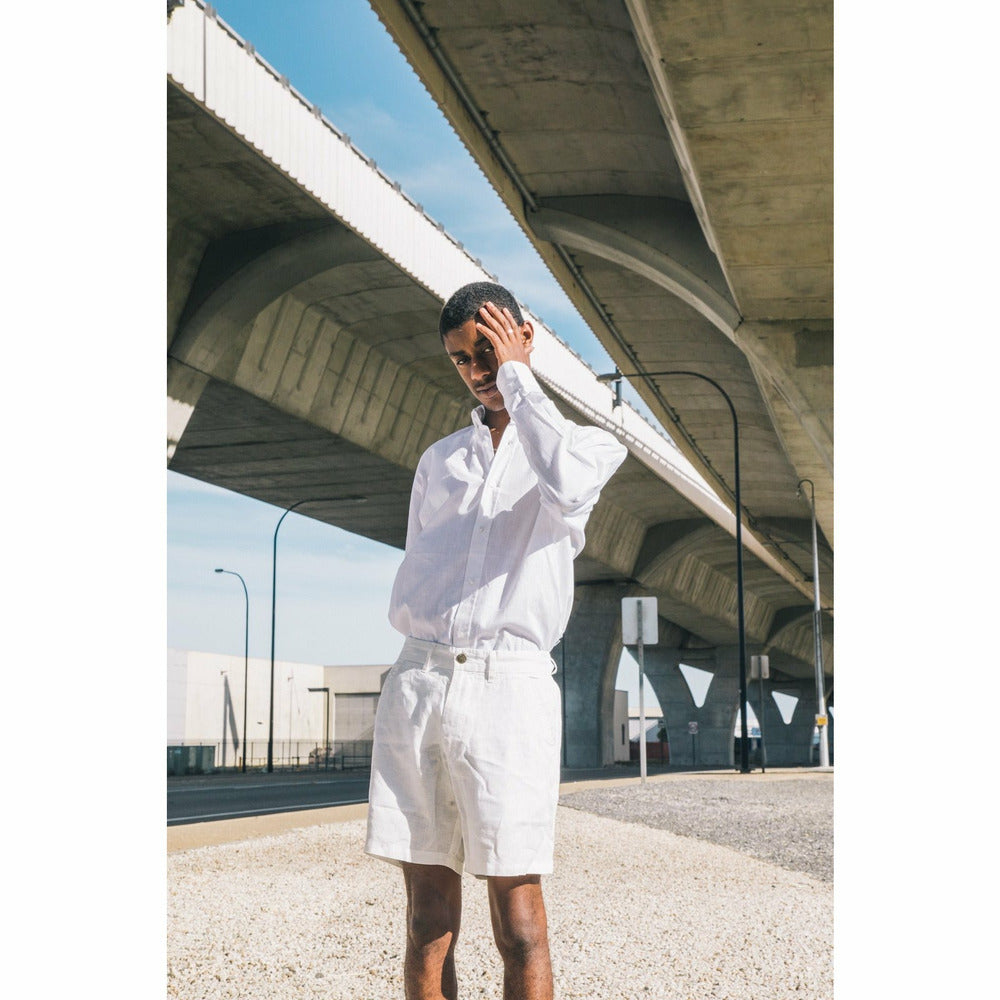 Holiday Linen Shorts - White - nowa.
