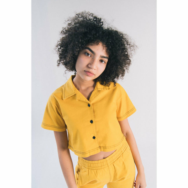 Cropped Camp Collar in Honeycomb