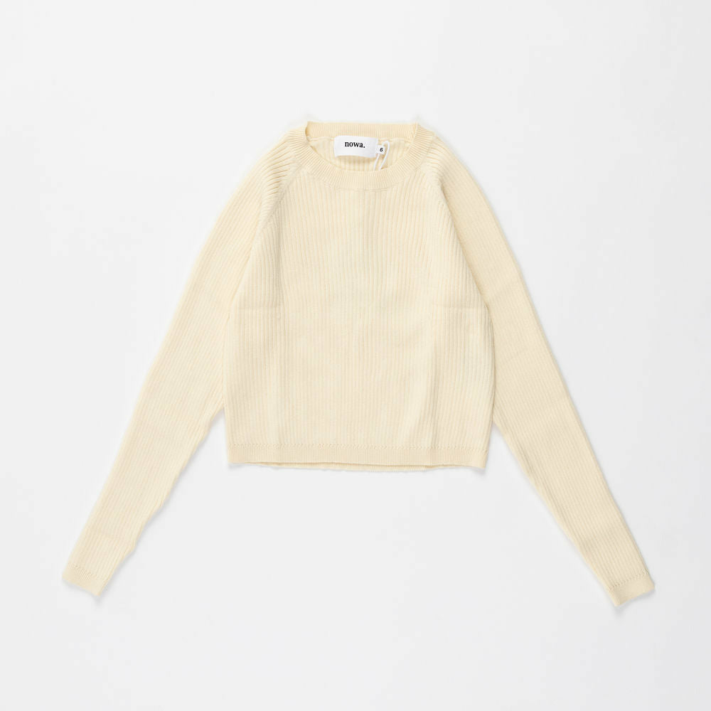 Ribbed Long Sleeve Top in Pearled Ivory
