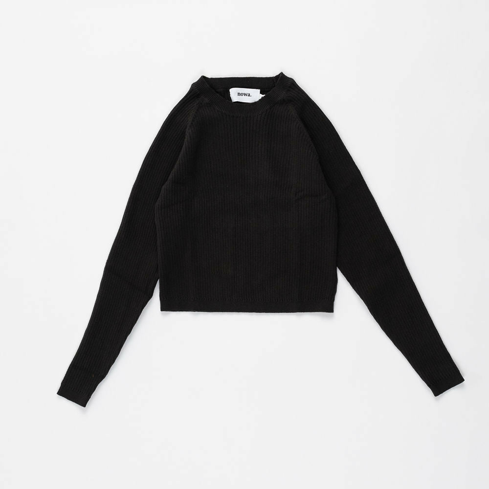 Ribbed Long Sleeve Top in Black