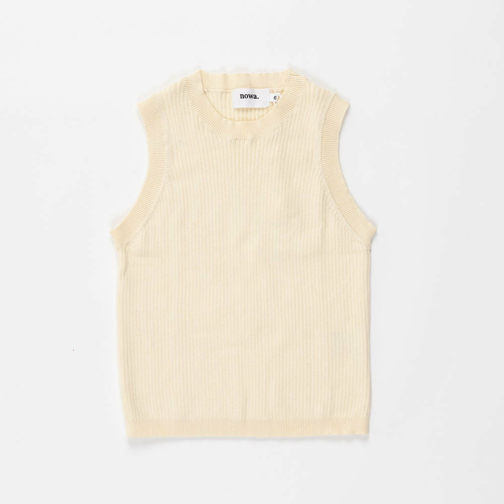 Ribbed Tank Top in Pearled Ivory