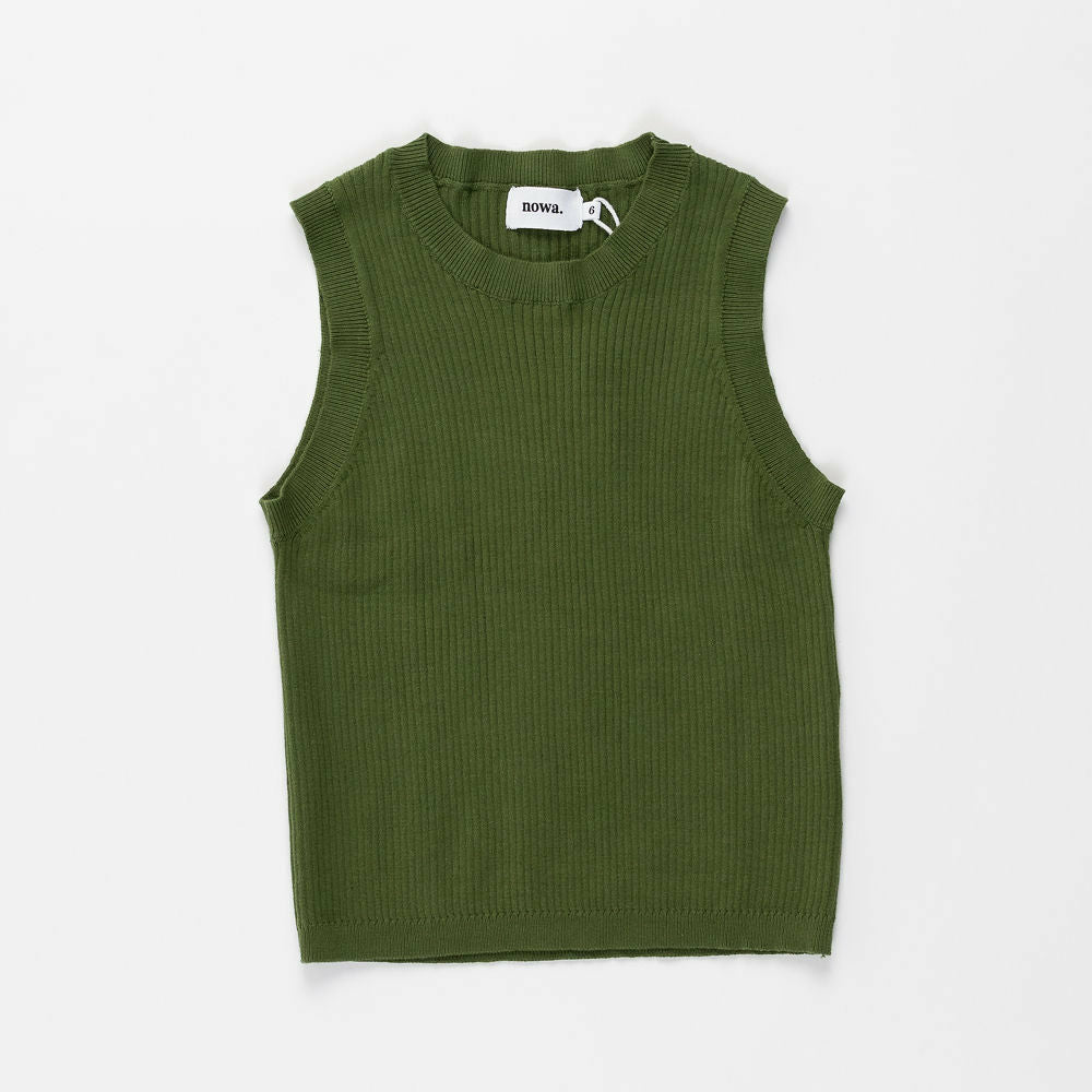 Ribbed Tank Top in Garden Green