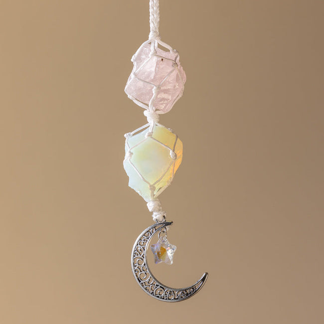 Crystal Moon Car Hanger Rose Quartz/Citrine