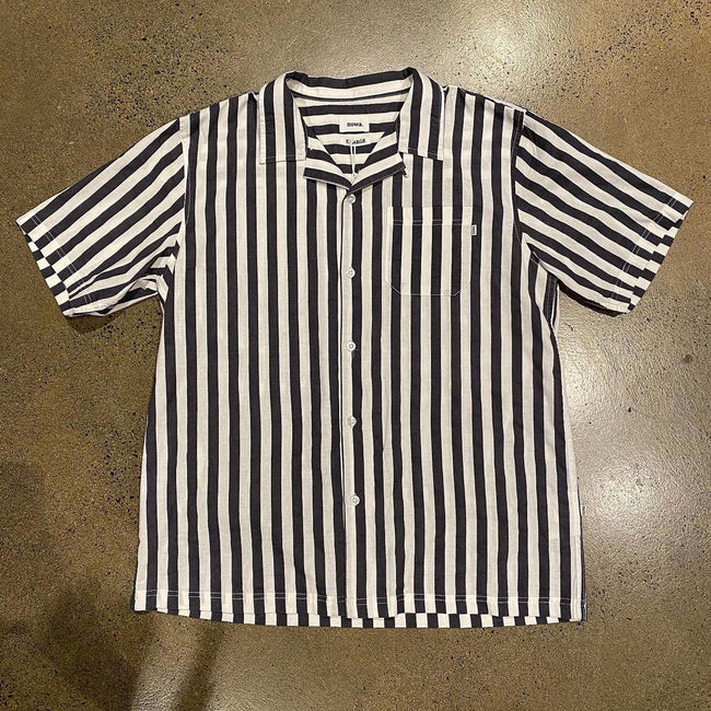 Navy / White Detention  Stripe Camp Collar S/S Shirt