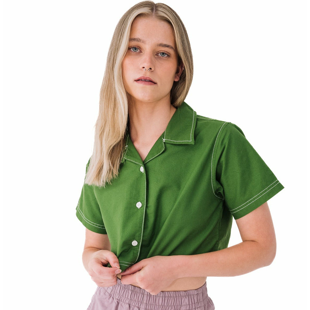 Cropped Camp Collar Shirt