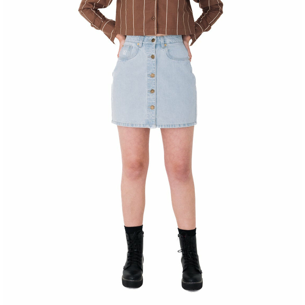 High Waisted Denim skirt in Light Blue