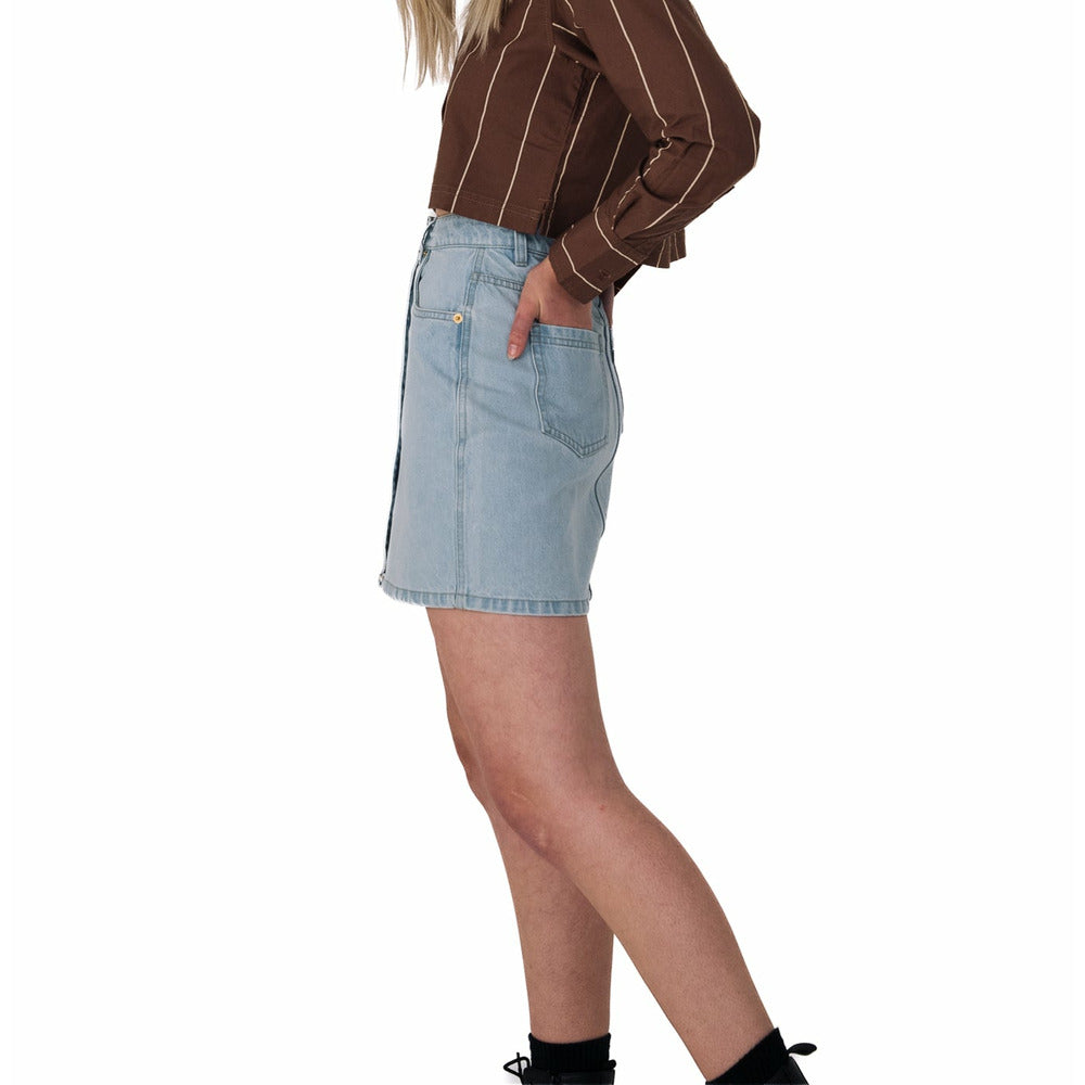 High Waisted Denim skirt in Light Blue