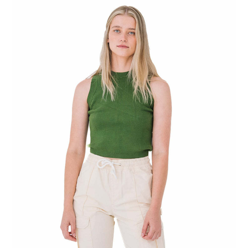 Ribbed Tank Top in Garden Green