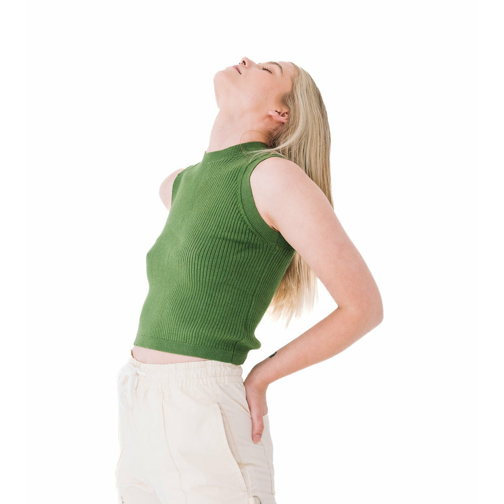 Ribbed Tank Top in Garden Green
