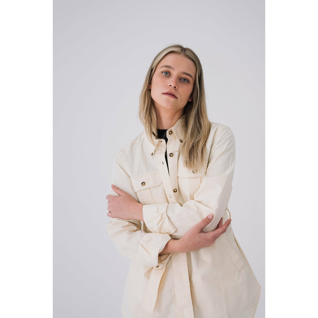 Belted Overshirt in Pearled Ivory